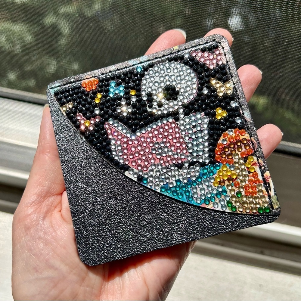 Handcrafted BOOKISH SKELETON 03 Diamond Art Corner Bookmark, Bling, Colorful